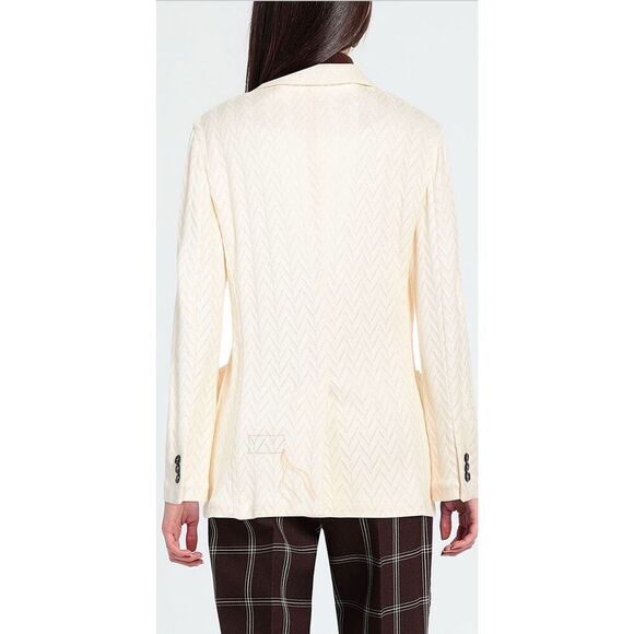 Fortela Womens Two Button Notch Lapel Long Sleeve Knit Blazer Cream Size 10 US 4 - Picture 4 of 13